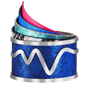 

Stainless Steel Hollow Cuff Bangle Jewelry Interchangeable PU Leather Magnet Button Georgettes Bracelets Female Pulseira SL-169