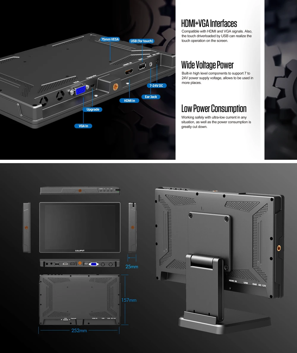 Description Picture 4 of itemLILLIPUT FA1016 /C/T 10.1" IPS FHD 1000:1 Capacitive Mutli-Touch Monitor HDMI/VGA Support 4K 30Hz Glass+Glass Technology