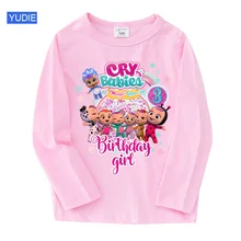 Camisa do bebê das meninas do bebê da criança do aniversário da menina t camisa cry bebês camisas crianças t camisa de verão