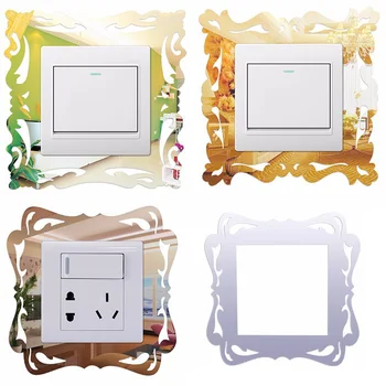 

DIY Wall Stickers Switch Creative Mirror Acrylic Switch Sticker Socket Decor Sticker Hollow Out Acrylic Switch Cover Home Decor