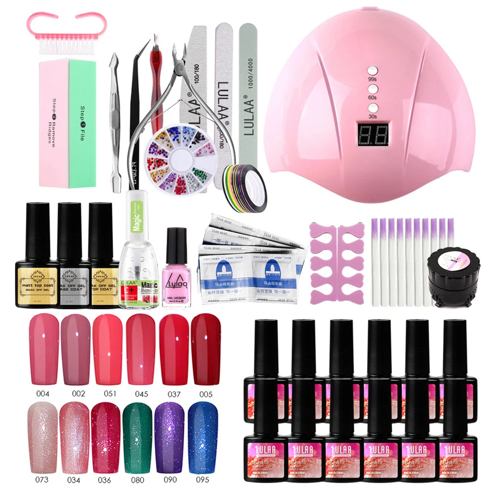 

Nail Kit professional set Manicure Set Quick Building Gel Clear Soak Off Gel Nail Polish set withLED Lamp Dryer Nail Gel Set