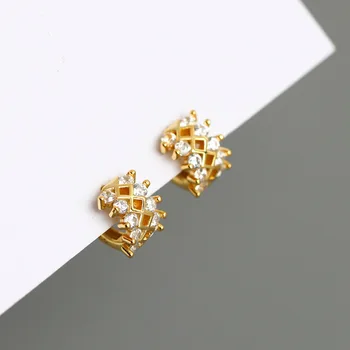 

925 Sterling Silver Earring Fashion Wave Pattern Zircon Ear Buckle Ear Bone heart ear ring Simple Women Girl Silver Ear Jewelry