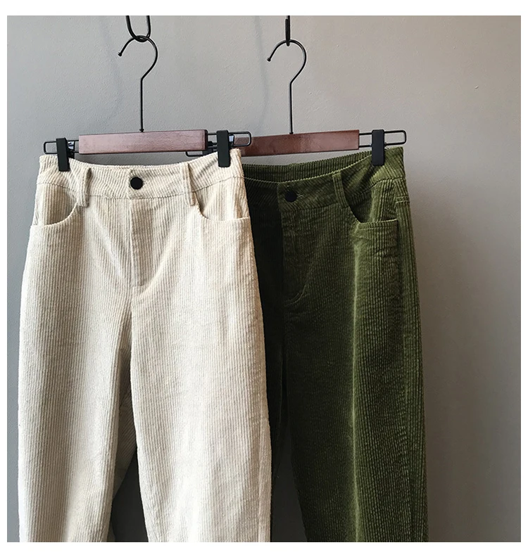 Corduroy Pants Women Winter Autumn Thick Casual Trousers High Waist Straight Pant Full Length Harem Pants