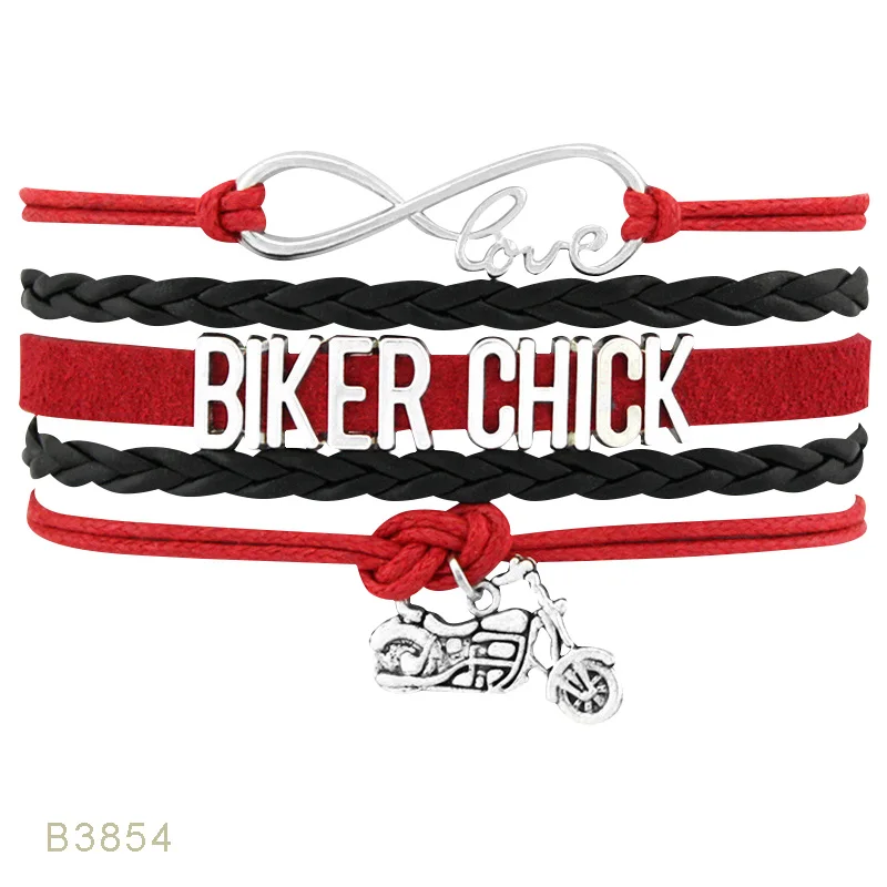 Байкерский цыпленок живи кататься на велосипеде мотоцикл клетчатый флаг Мотокросс Велосипед Авто Автомобиль Мотоцикл Гонки браслеты для женщин - Окраска металла: B3854