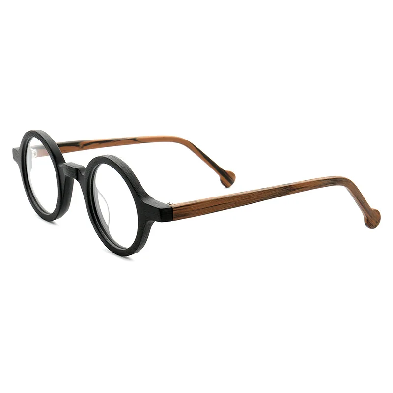 Ацетатные оправы для очков по рецепту винтажные круглые деревянные очки для близорукости мужские Оптические супер маленькие очки