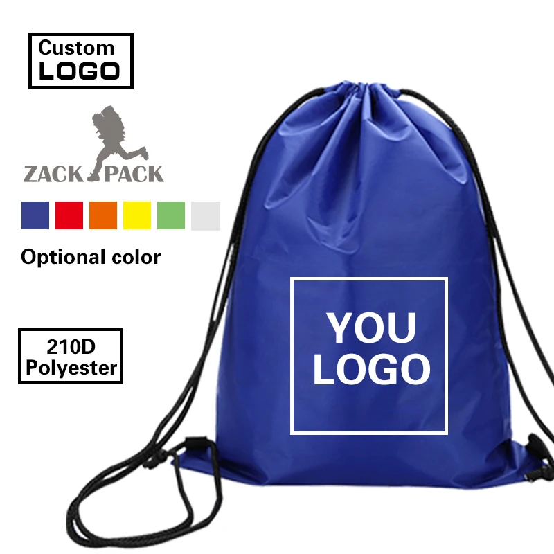 Zackpack Sports Drawstring Bag Waterproof wholesale Backpack Custom logo Fitness Polyester bag Printing for Women Students