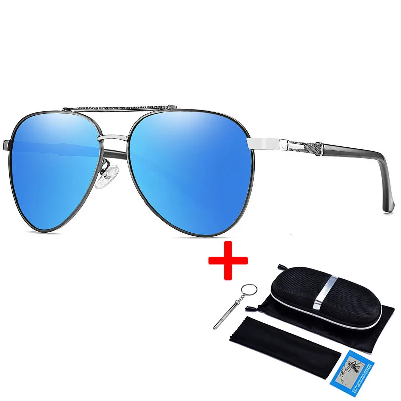 Роскошные брендовые поляризованные солнцезащитные очки Mercede, мужские Модные Ретро Винтажные Солнцезащитные очки, очки для вождения, рыбалки, gafas de sol 11003 - Цвет линз: GUN-SILVER-BLUE