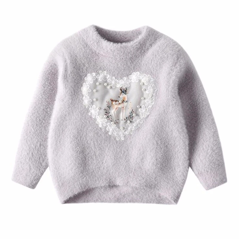 Girls Winter Sweater Water Mink Velvet Kids Wool Knit Clothes New Baby Boys Cartoon Pullover Sweaters for Children Clothing - Цвет: Ali1551R