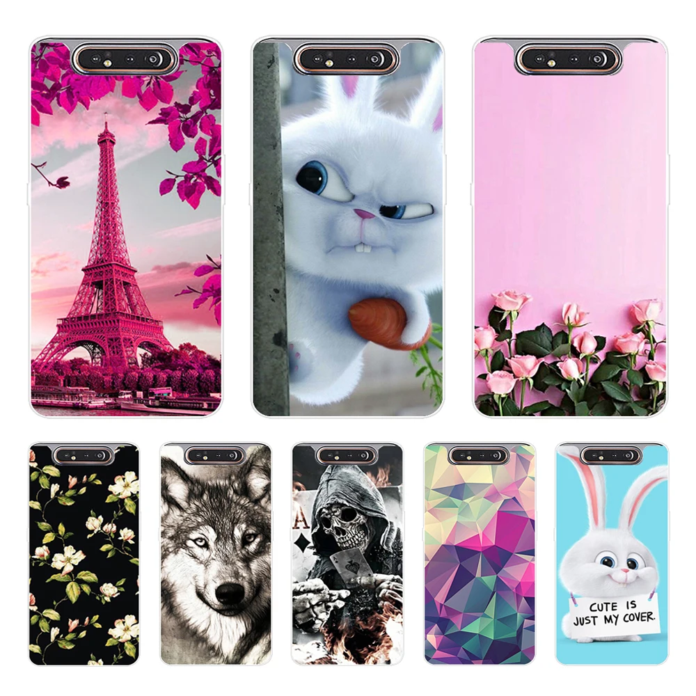 

Phone Case For Samsung Galaxy A80 Case Silicone Flower Painted Back Soft TPU Cover For Samsung A80 A 80 Case 2019 Fashion Coque