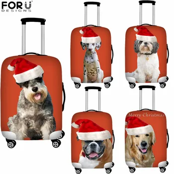 

FORUDESIGNS Suitcase Protector Elastic Luggage Cover Christmas Dogs Pattern Apply to 18-32inch Suitcase Dustproof Covers
