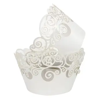 

Cupcake Wrappers 60 Filigree Artistic Bake Cake Paper Cups Little Vine Lace Liner Baking Cup Muffin Case Trays for Wedding Party