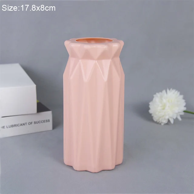 Modern Flower Vase White Pink Plastic Vase Flower Pot Basket Nordic Home Living Room Decoration Ornament Flower Arrangement H
