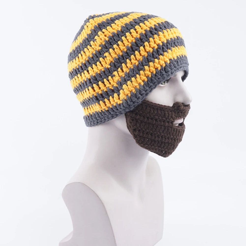 Beanie Hat Adjustable Winter Warm Knit Beard Face Mask Hat Beard Funny Knit Hat Ski Fake Beard Face Mask