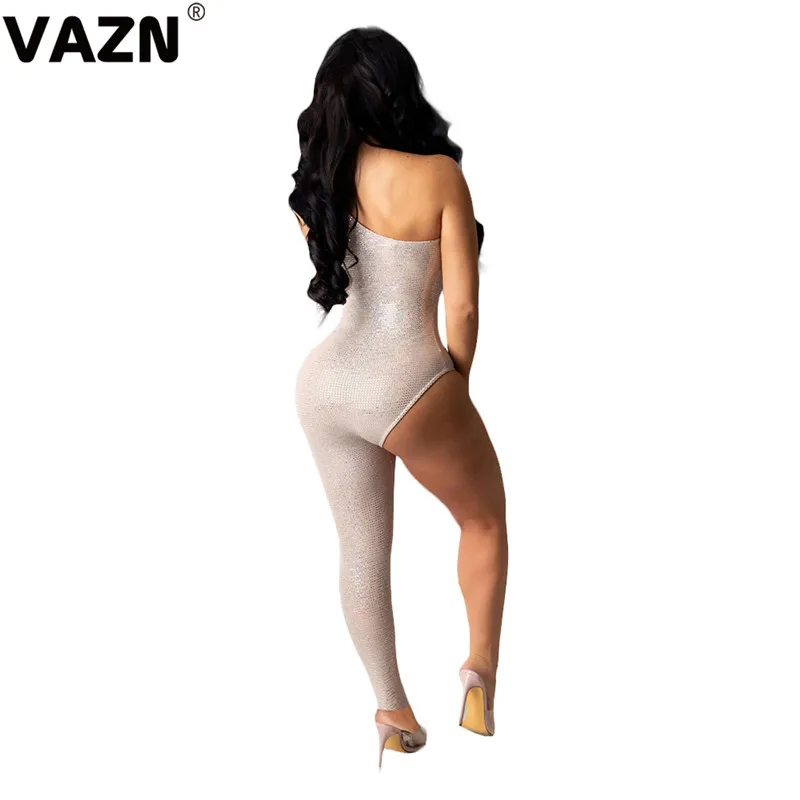 VAZN SN3701 новые необычные Сексуальные Клубные открытые модные однотонные штаны с открытыми плечами обтягивающие женские узкие комбинезоны