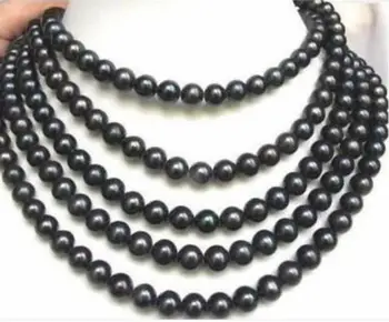 

Elegant 7-8mm Natural Tahitian Black Cultured Pearl Necklace 80''