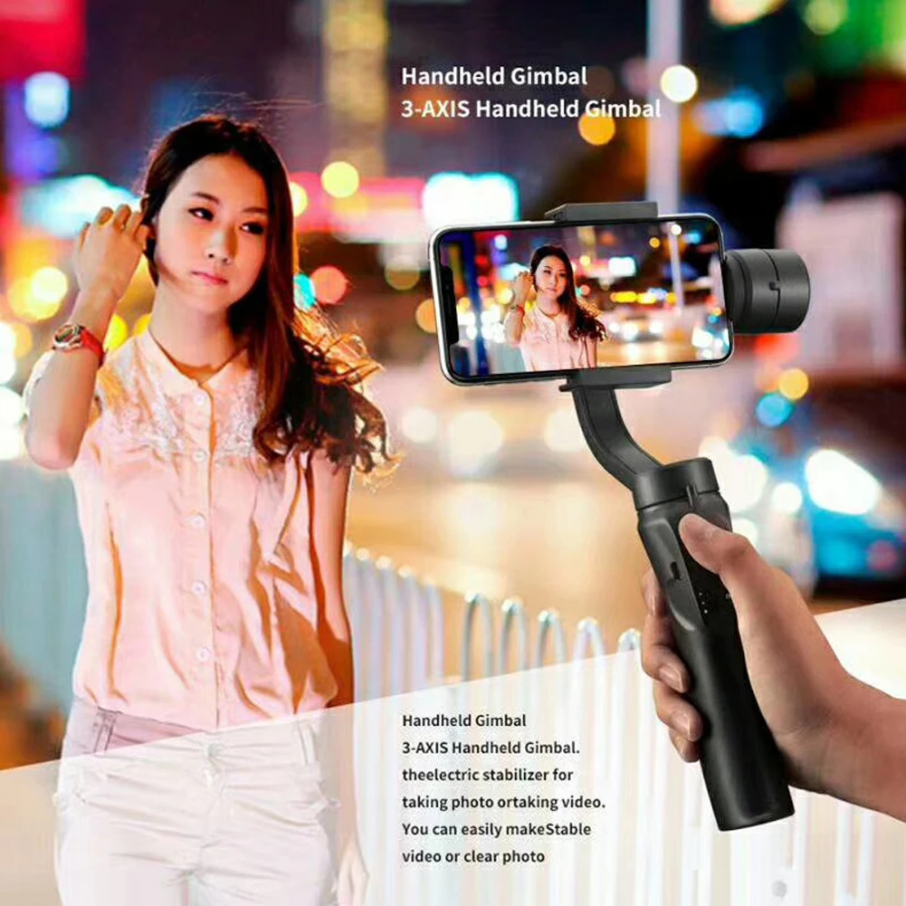  3 Axis Handheld Gimbal Stabilizer with Selfie stick tripod For Smartphone mobile phone iphone GoPro