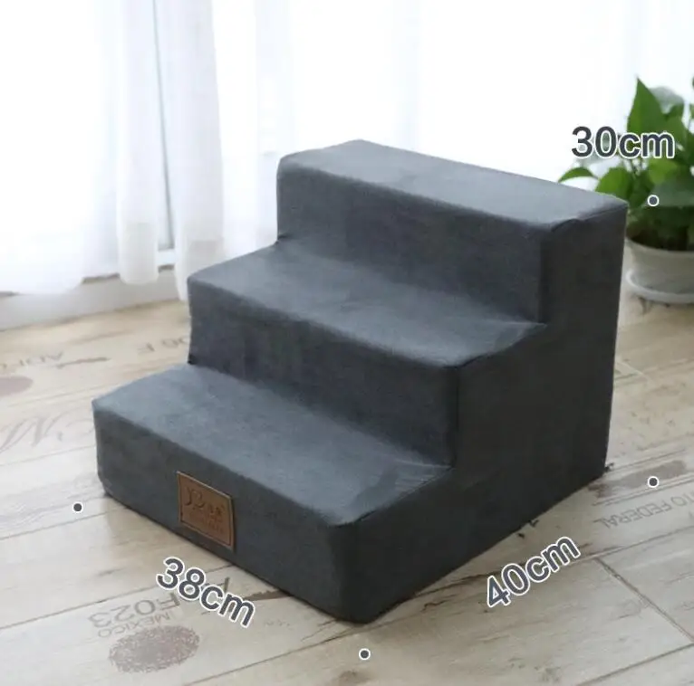dark gray 3 ступени кошка собака лестница для животных для маленьких собак противоскользящая губка Съемная складная кровать для собак лестница для домашних животных пандус лестница - Цвет: dark gray