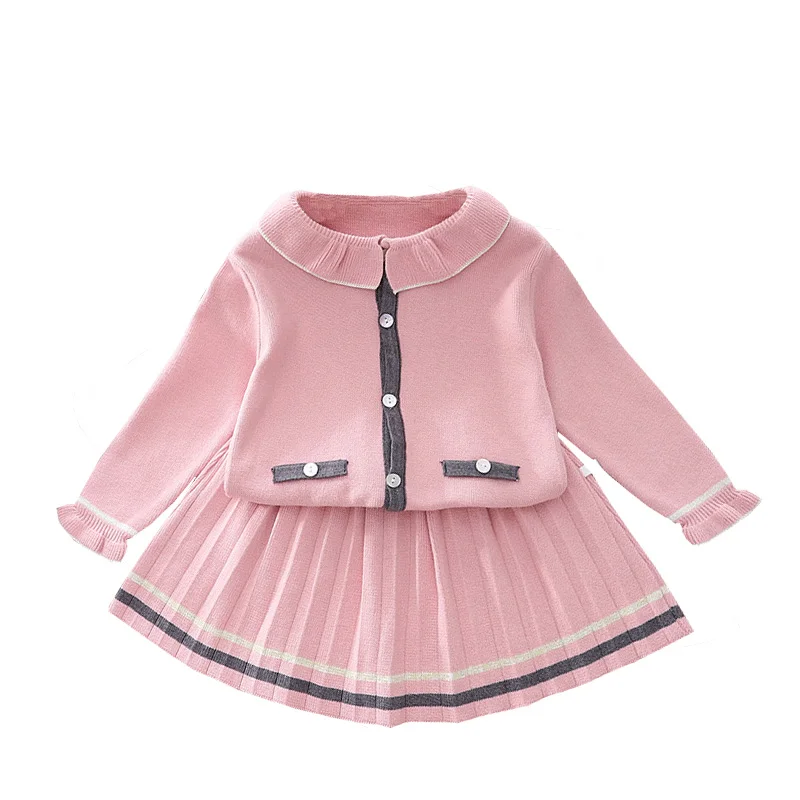 

Pink Toddler Girls Clothes Sets Winter Children Sweater + Skirts Princess Kids Fall Outfits