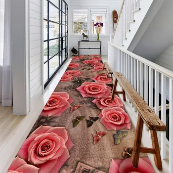 

3D Flowers Plant Balcony Area Rug for Kitchen Bedside Kids Crawling Play Mat Doormat Corridor Rug Carpet for Home Living Room