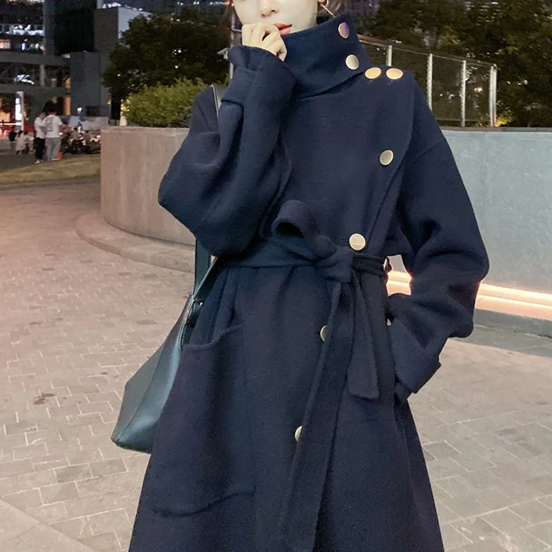 

Fashion Woolen Jacket Female Overcoat 2020 Autumn Winter Coat Women Korean Loose Long Wool Coat Women Outerwear Manteau Femme