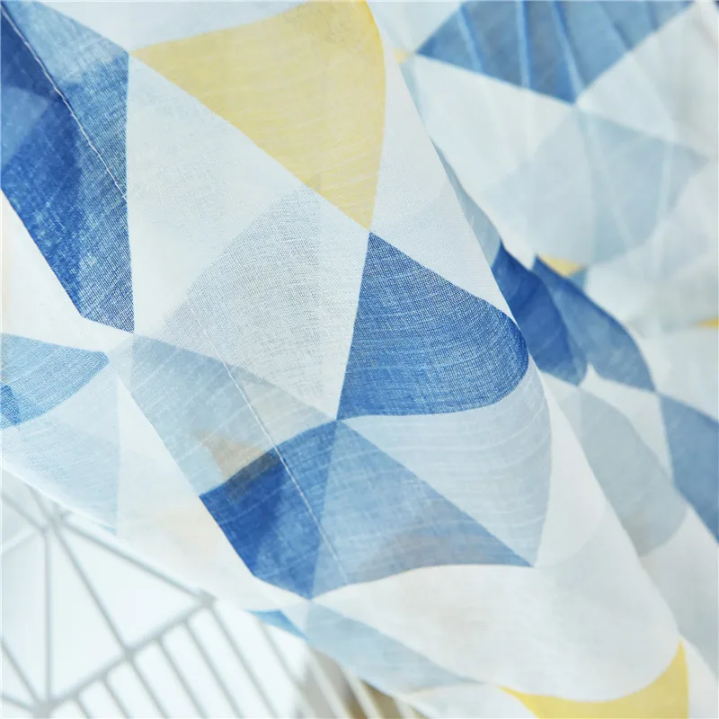 Blue Tulle Современные зеленые красные геометрические домашние декоративные оконные шторы для спальни - Цвет: Blue Tulle