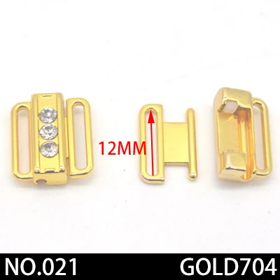 021 12mm gold 2pcs 2pcs/lot silver gold Rectangle Tape Closure Hook& Clasp Rhinestone bra buckle Waist Extenders Sewing On Clothes Bra Clip Hook - Цвет: 021 12mm gold 2pcs