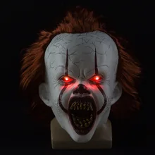 Stephen King It Chapter маска пеннивайза клоун костюм светодиодный свет латексная маска для хеллоуина Джокер ужасная пугающая маска Бэтмен для взрослых мужчин