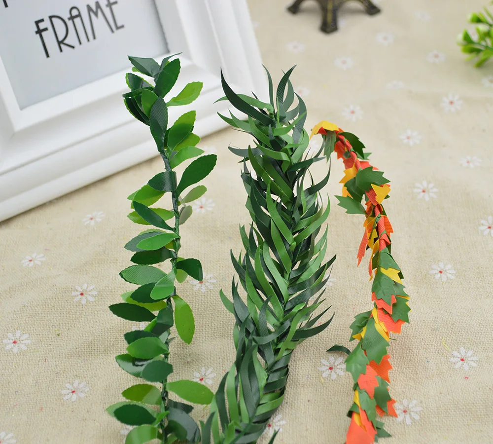 7 метров/рулон железной проволоки зеленый лист лоза свадебные декоративные цветы венки Рождественское украшение для дома дешевые искусственные растения