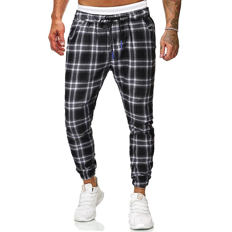 NEGIZBER New Autumn Winter Cargo Pants Men Fashion Casual Mens Jogger Pants Pure Cotton Striped Plaid Pants Men Streetwear - Color: 7131