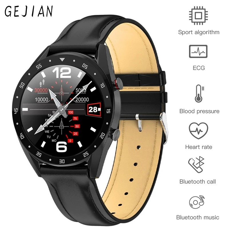 GEJIAN Bluetooth Смарт часы мужские ECG + PPG HRV Монитор артериального давления сердечного