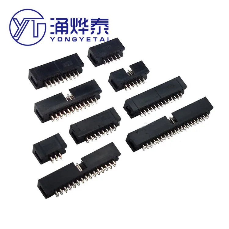 YYT 20PCS JTAG Socket Connector Black 2.54mm Pitch IDC Box Header DC3 Right Angle Double-Row 6 8 10 12 14 16 18 20 24 30-40Pins