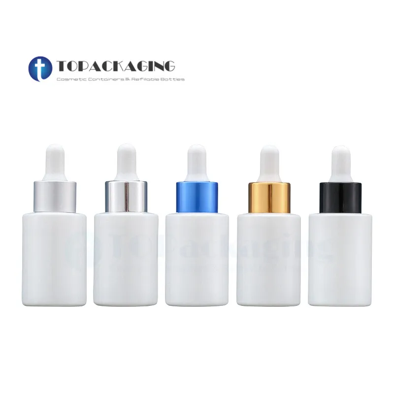 50 шт.* 30 мл капельницы белая стеклянная Сыворотка для макияжа упаковка маленький пустой косметический контейнер эфирное масло с возможностью заправки жидкости образец