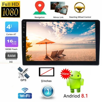 

Universal 9 Inch Android 8.1 Quad Core 2 Din Car Press Radio Stereo GPS WIFI MP5 Inductive Screen Video Player