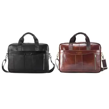 

Genuine Leather Men Briefcase Laptop Shoulder Crossbody Bag Office Handbag