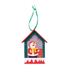 1PC עץ חג מולד תליית קישוטי פסטיבל LED אור עץ בובת בית חג נחמד חג המולד מתנות חתונה קישוט ילדים צעצועים(China)