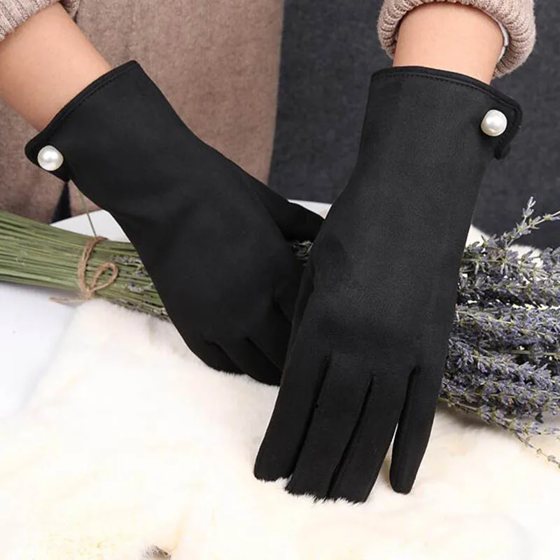 Gants D'hiver En Daim Pour Femmes, Pour écran Tactile, En Velours, Chaud, Pour La Conduite De Vélo, E44
