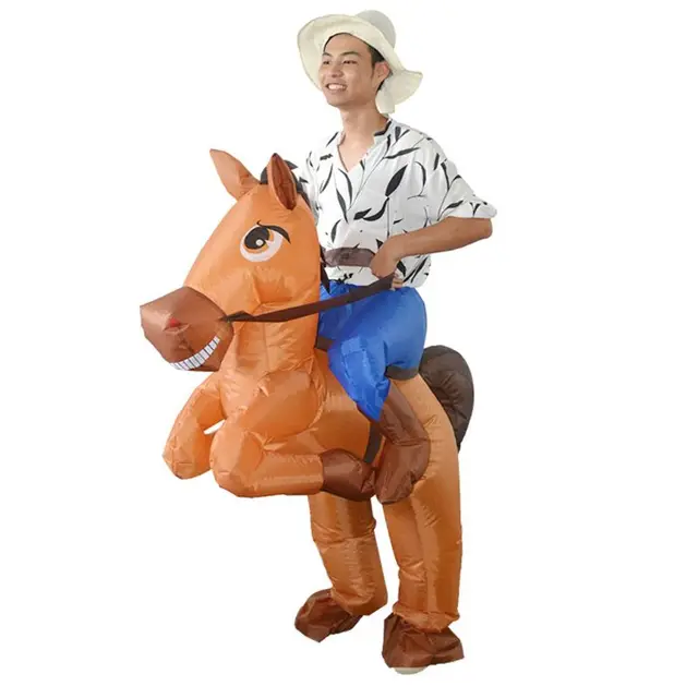 Inflatable Cowboy Costume Horse Riding Fancy Dress Adult Kid Party