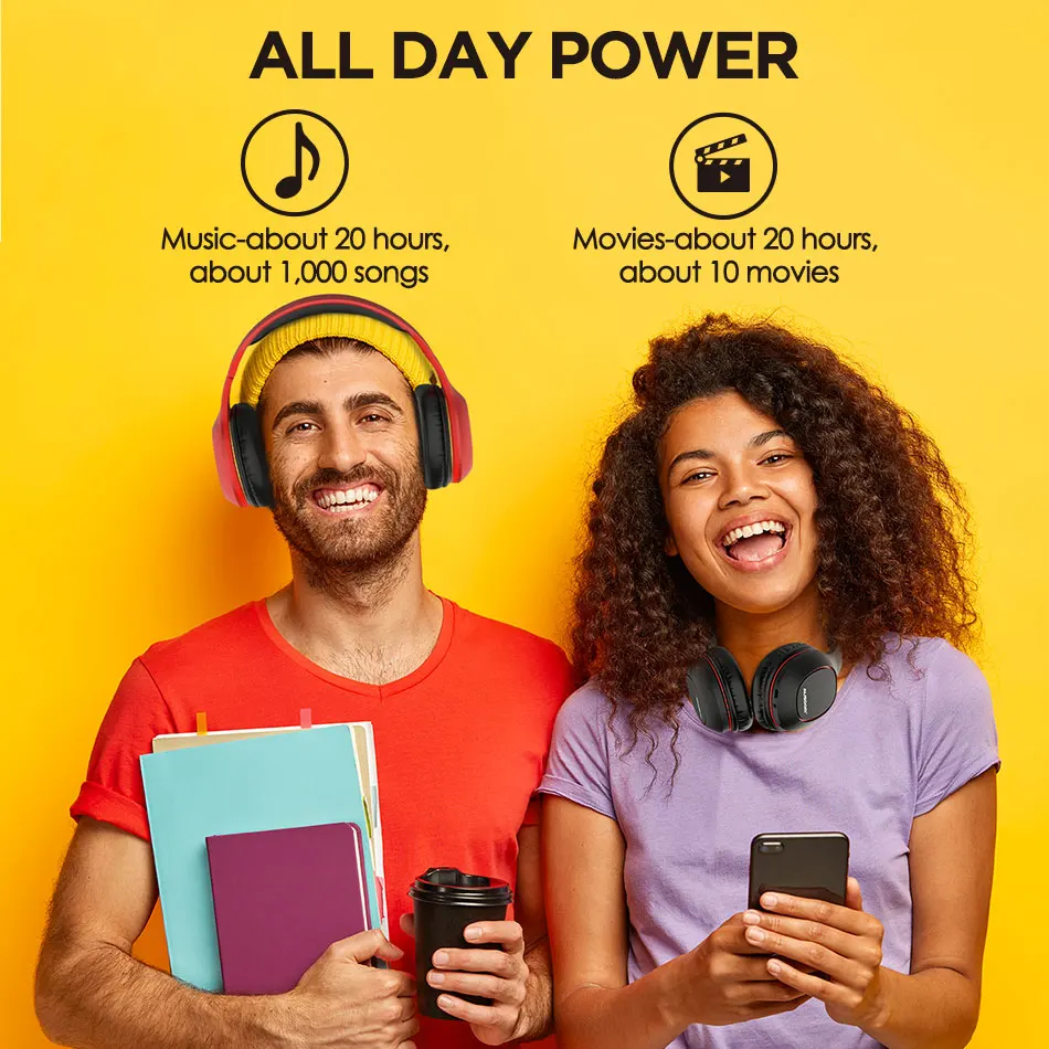 AUSDOM M09 Bluetooth Headphone Over-Ear Wired Wireless Headphones Foldable Bluetooth 5.0 Stereo Headset with Mic Support TF Card