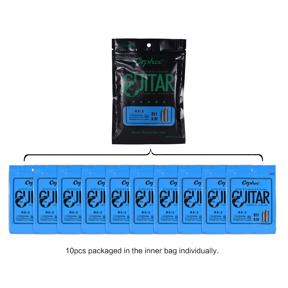 Orphee RX-1 одиночные Сменные Струны для электрогитары 1st E-String(. 009) 10-Pack никелевого сплава супер напряжение света