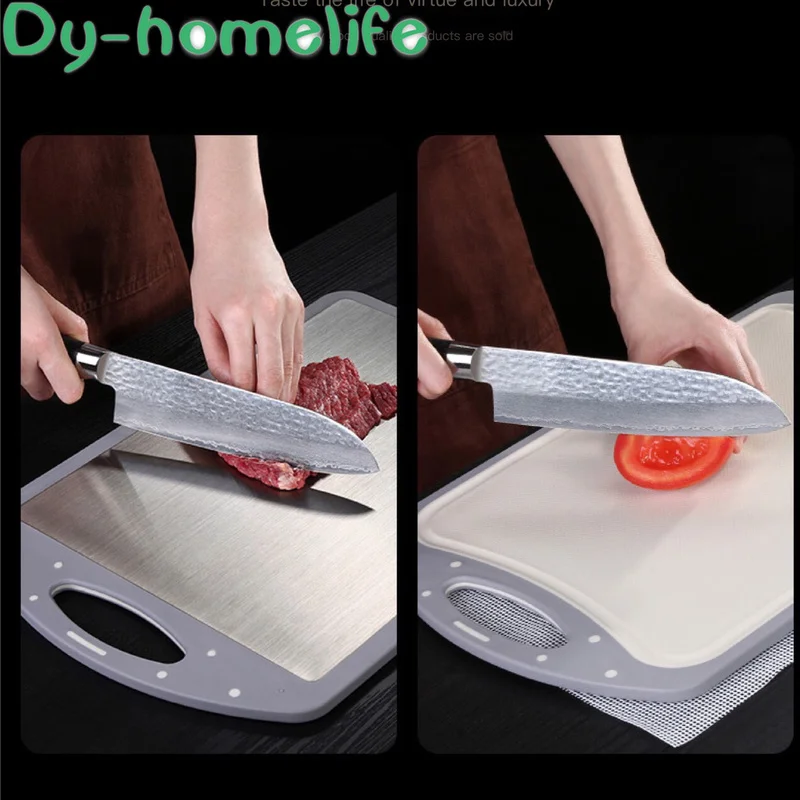 

304 Stainless Steel Double-sided Cutting Board Mildew-proof Multifunctional Cutting Board PP Plastic Thickened Kitchen Supplies