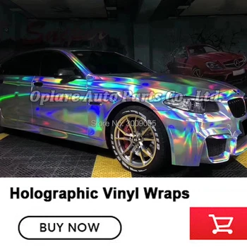 

high end Holographic vinyl Chrome Vinyl Film holographic wrap With air release Vehicle wrapping paper Self adhesivev1.52m x 18m