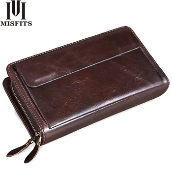 

Quenya men clutch wallets genuine leather brand designer vintage long wallet card holder male large purse cell phone clutch bag