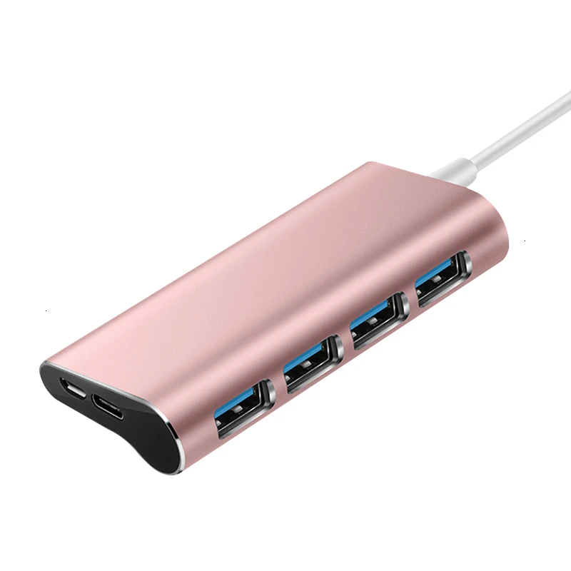 Rose Gold CHYI ступица из алюминиевого сплава USB 3,0 4 порта+ USB C порты USB hab разветвитель розовое золото адаптер для Macbook PC Компьютерные аксессуары - Цвет: Rose Gold