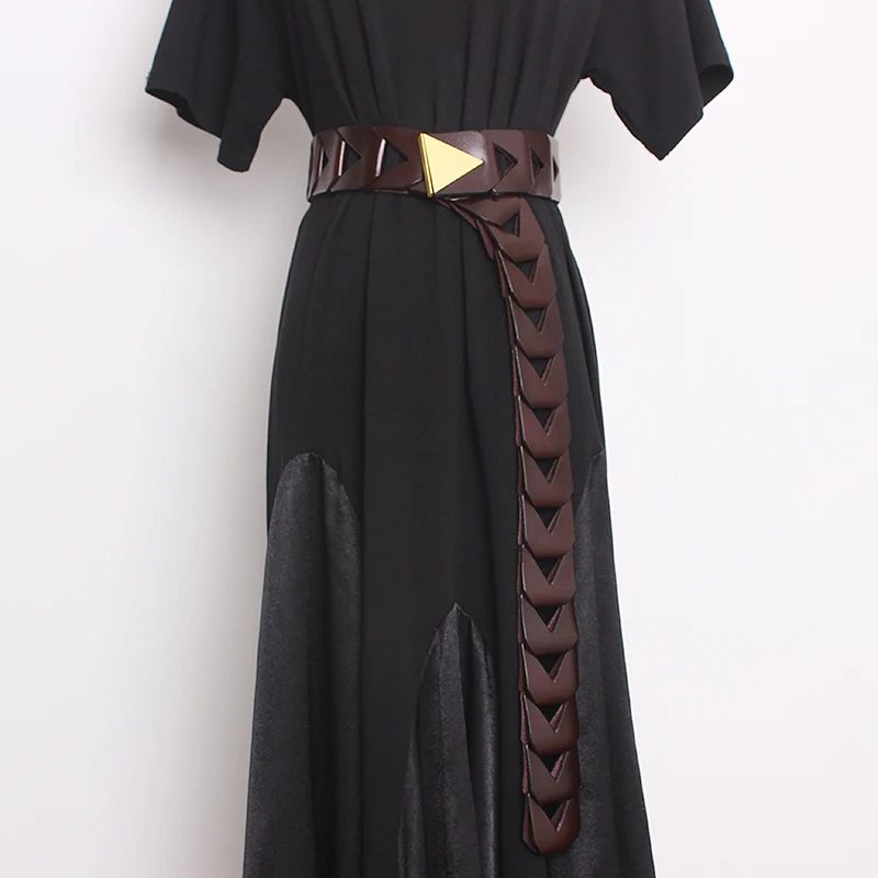 Женский подиумный ремень из натуральной кожи