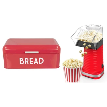 

1pcs Square Retro Flat Cover Bread Box & 1pcs Air per corn Maker Electric Hot Air corn per Maker
