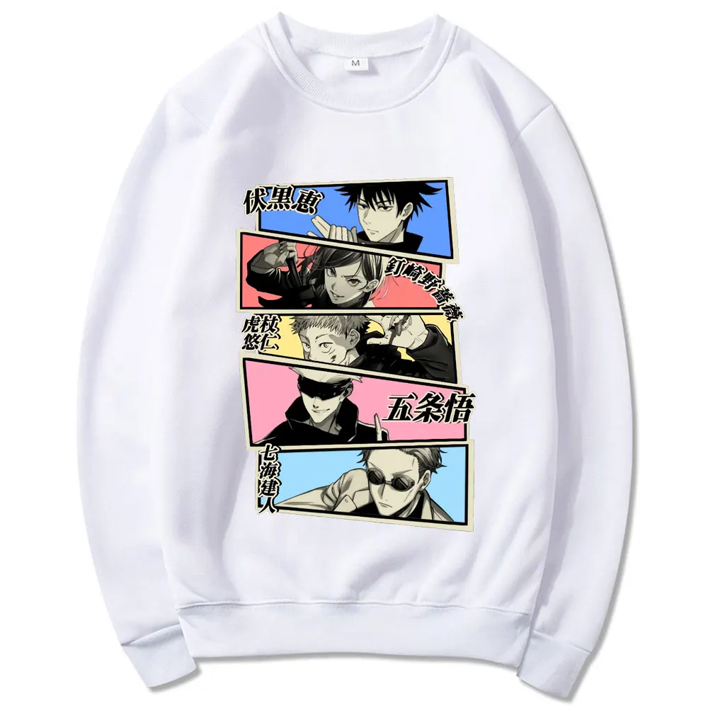 

Anime Jujutsu Kaisen Kugisaki Gojo Satoru Yuji Itadori Nanami Men Hip Hop Harajuku Printing Streetwear Long Sleeve Sweatshirts