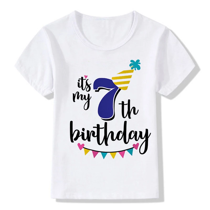 Kids Boys Girls Summer T-shirts Short Sleeved T Shirt Size 1 2 3 4 5 6 7 8 9 Year Children Birthday Party Clothing Tee to
