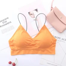 Летний топ, тонкий плечевой ремень, красивый жилет на спине, треугольная нить, однотонные бюстгальтеры для женщин, нижнее белье