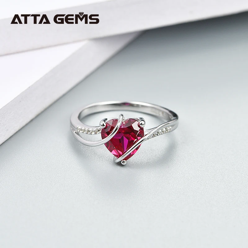 Ruby Sterling Silver Ring 2.25 Carats Silver Created Ruby Ring for Party Wedding And Engagement Women Fashion Ruby Silver Ring