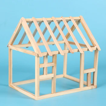 

Wood House DIY Sticks Materials Kits Develop Kids Children Curiosity Creativity Children Handmade Assemble Craft Educational Toy